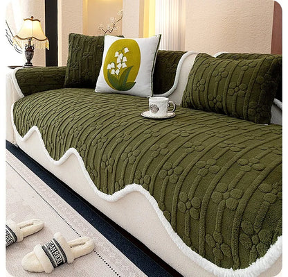 Thicken Plush Sofa Covers Winter Warm Universal Couch Mat Retro Style Anti-slip Sofa Seat Pad Decor for Living Room 방석쿠션