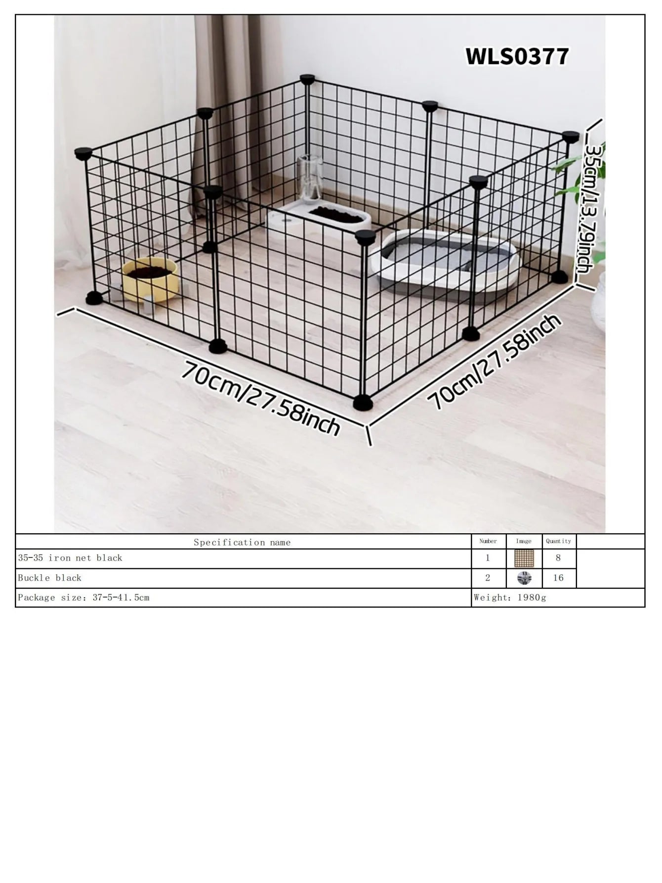 Cat and Dog Pet Fence Indoor Enclosure Freely Combinable Cat Cage Dog Cage Training Isolation Toilet Area for Small and Medium-Sized Dogs