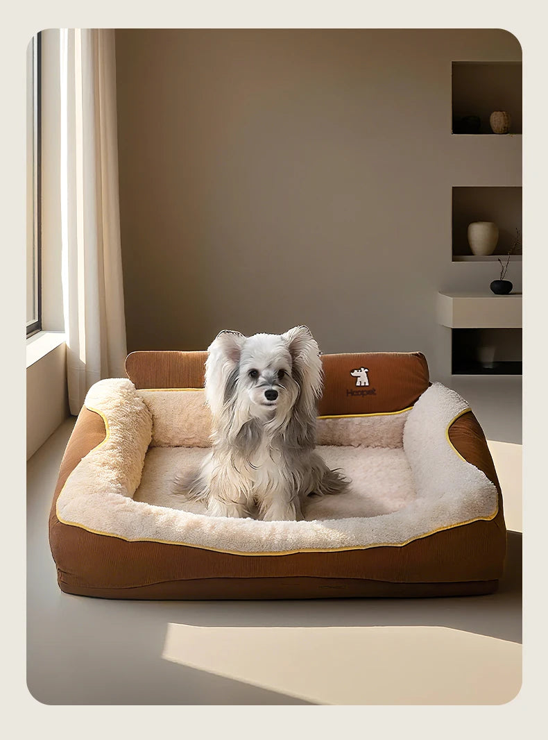 HOOPET 2025 New Large Dog Bed, Winter Warm Washable Pet Bed with Thick Padding & Bolster, Comfort Security Orthopedic Mattress