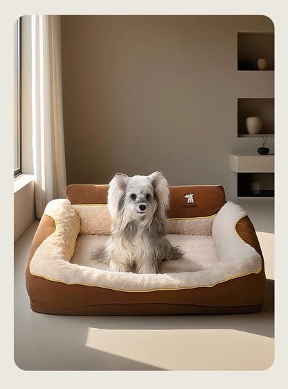 HOOPET 2025 New Large Dog Bed, Winter Warm Washable Pet Bed with Thick Padding & Bolster, Comfort Security Orthopedic Mattress