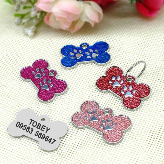 Anti-lost Dog ID Tag Personalized Dogs Cat Tags Bone Shape Customized Pet Nameplate for Collar Necklace Free Gift Chihuahua
