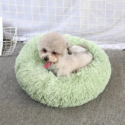 Round Cat Beds House Soft Long Plush Bed For Dogs Basket Pet Products Cushion Cat Bed Cat Mat Sleeping Sofa, Suitable For Winter