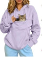 Pet Lover Sweatshirt Women Pet Carrier Hoodie With Pet Pocket Drawstring Long Sleeve Cat Dog Holding Pullover Solid Loose Casual