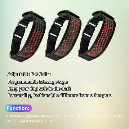 Collar Programmable LED Dog Collar Flashing Light Up Rechargeable Pet Dog Safety Collar Glow in The Dark Light-up Neck Loop