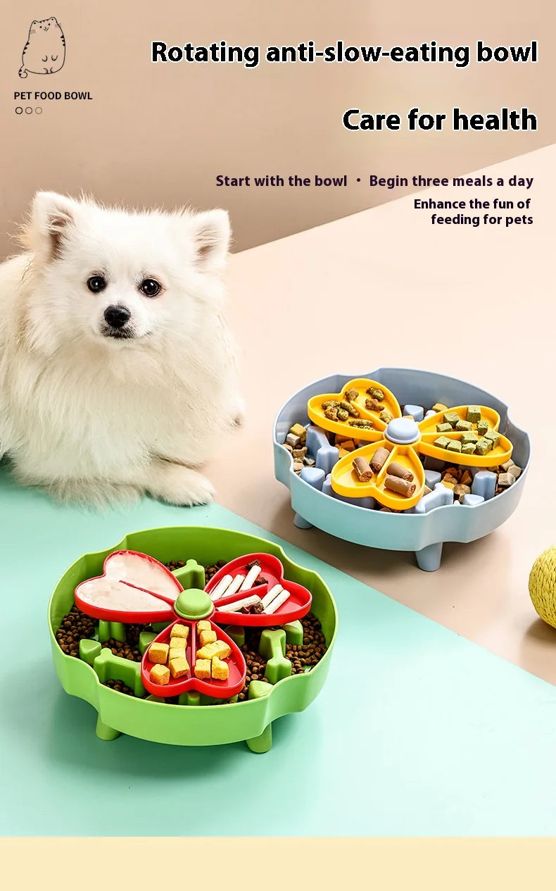 Anti Choking Dog Slow Food Bowl Interactive Durable Cat Bowl Puzzle Toy Rotating Anti Slip Pet Feeding Toy Pet Food Dispenser