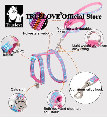 Truelove Pet Cat H-Shape Harness+Leash Set Vest-style and Puppy Chain Special Artifact to Prevent Break Free Home or Out TLH3912