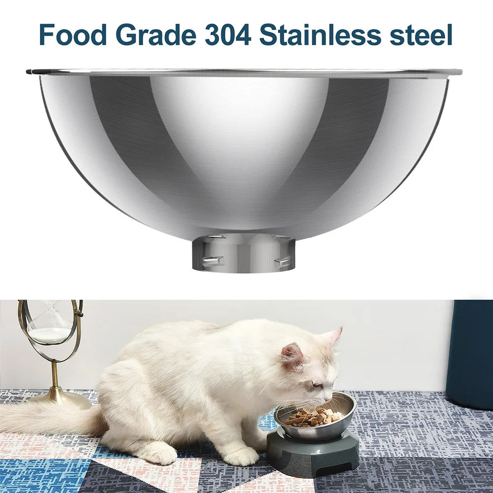 Elevated Pet Bowl 304 Stainless Steel - Adjustable Height Neck Support Large Wide Mouth Feeder for Cats and Dogs