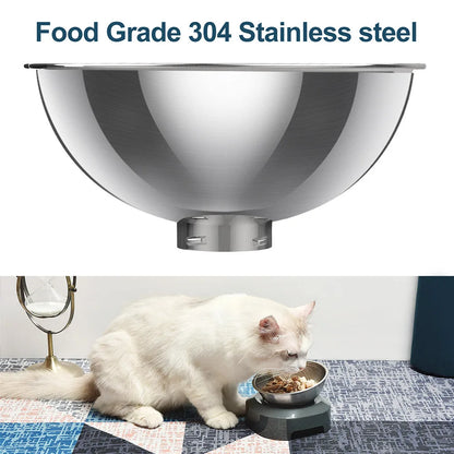 Elevated Pet Bowl 304 Stainless Steel - Adjustable Height Neck Support Large Wide Mouth Feeder for Cats and Dogs