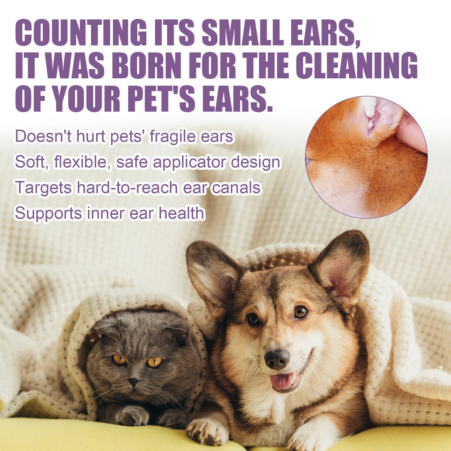 YEGBONG 100ml Hypoallergenic Pet Ear Cleaning Solution Gentle Non Irritating Vet Recommended Cleansing for Dog Cat Sensitive Ear