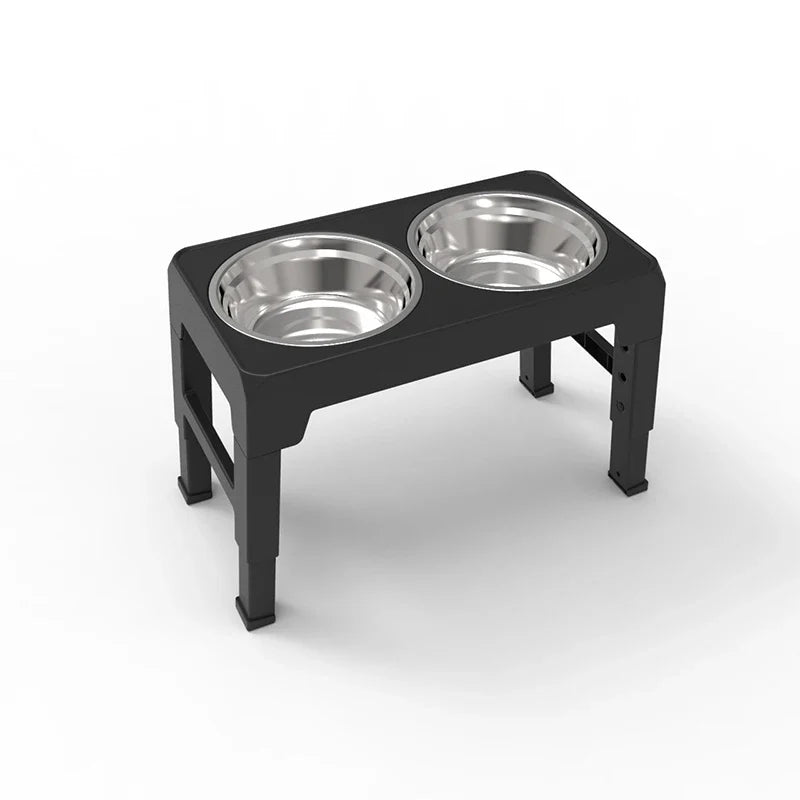Dog Feeder Stand Elevated Adjustable, Stainless Steel Bowls Double, Raised Food Water Bowls for Small Medium Large Dogs