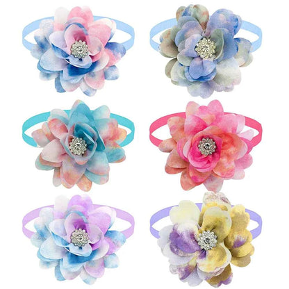 New 50PCS Flower Bowties For Dogs Fashion Dianomd Pet Dog Bow Tie Collar  Dog Pet Grooming Accessories For Small Dogs