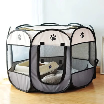 Christmas Gift Dog Playpen, Puppy Pet Cat Playpen Indoor for Small Dogs, Dog Tent Crates Cage Indoor/Outdoor, Portable Pop Up Dog Kennel Playpen with Carrying Case for Dogs/Cats/Rabbits, Removable Zipper Top