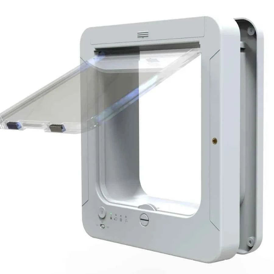 Smart Silent Electric Pet Door for Cats and Dogs Free Passage with Chip Recognition Suitable for Glass, Iron, and Wooden Doors