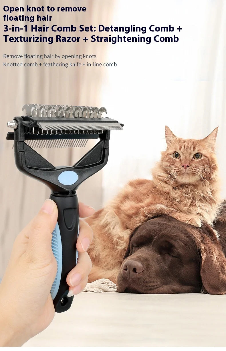 3 In 1 Pet Deshedding Brush Dog Hair Remover Pet Fur Knot Cutter Puppy Cat Comb Brushes Dogs Grooming Shedding Supplies