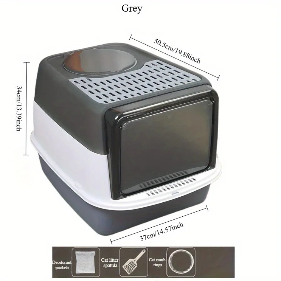 1pc Indoor Cat Litter Box Closed Pet Poop Box Sand and Splash Resistant Open Cat Toilet Cat Litter Box with Removable Top Lid