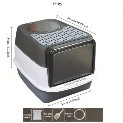 1pc Indoor Cat Litter Box Closed Pet Poop Box Sand and Splash Resistant Open Cat Toilet Cat Litter Box with Removable Top Lid