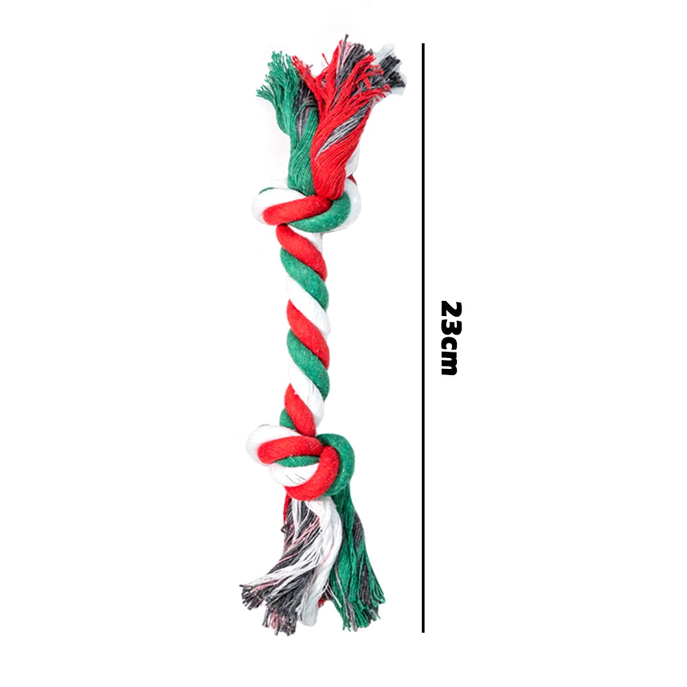 Interactive Cotton Rope Dog Toys for Small Large Dogs Tug of War Durable Bite Toy for Pet Pug Chihuahua Bichon Christmas Gift
