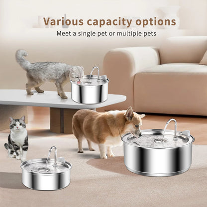 8L Dog water fountain Stainless Steel water dispenser for dogs cats smart Pet water Dispenser for Large Dogs Cat with Sensor