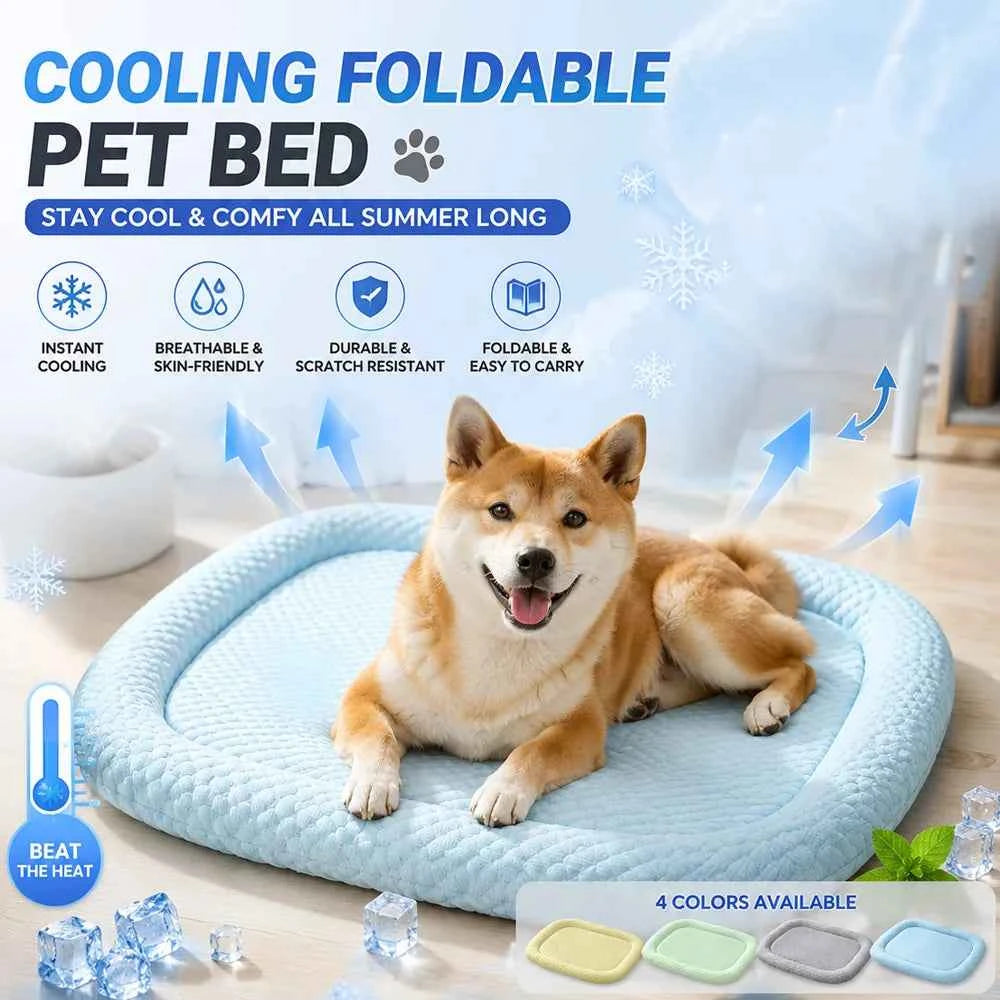 Summer Pet Cooling Mat Ice Silk Breathable Pad Cat Cushion Dog Sleep Nest Kennel Cool Feeling Teddy Bed for Small Medium Pets