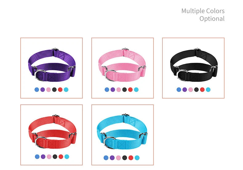 Dog Collar Adjustable Nylon Anti-Punch Pet Collar with Metal D Ring Strong & Durable for Medium & Large Dogs Training Dog Collar