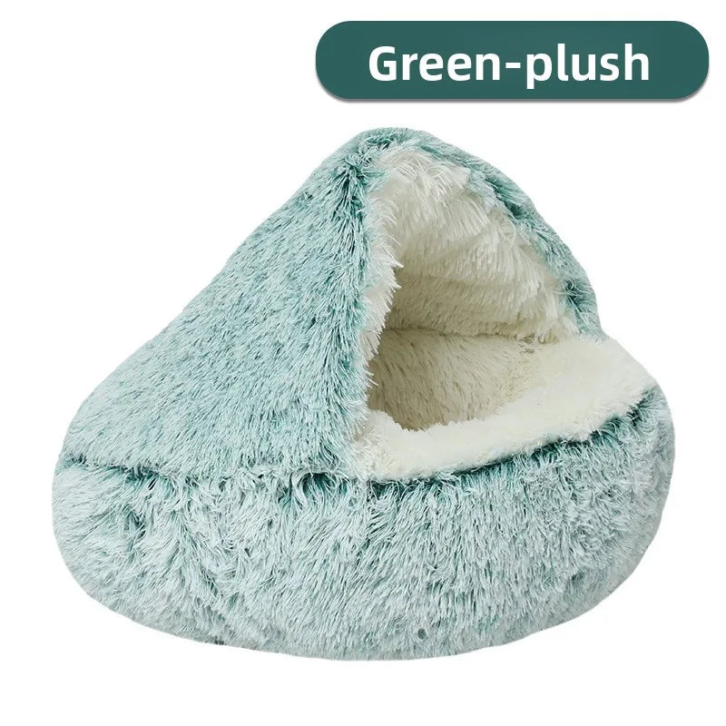 Pet Autumn and Winter Warm Shell Semi-Enclosed Cat Bed Pure Cotton Pet Cat Bed Semi-Enclosed Dog Bed Dog Bed Enclosed Cat Bed