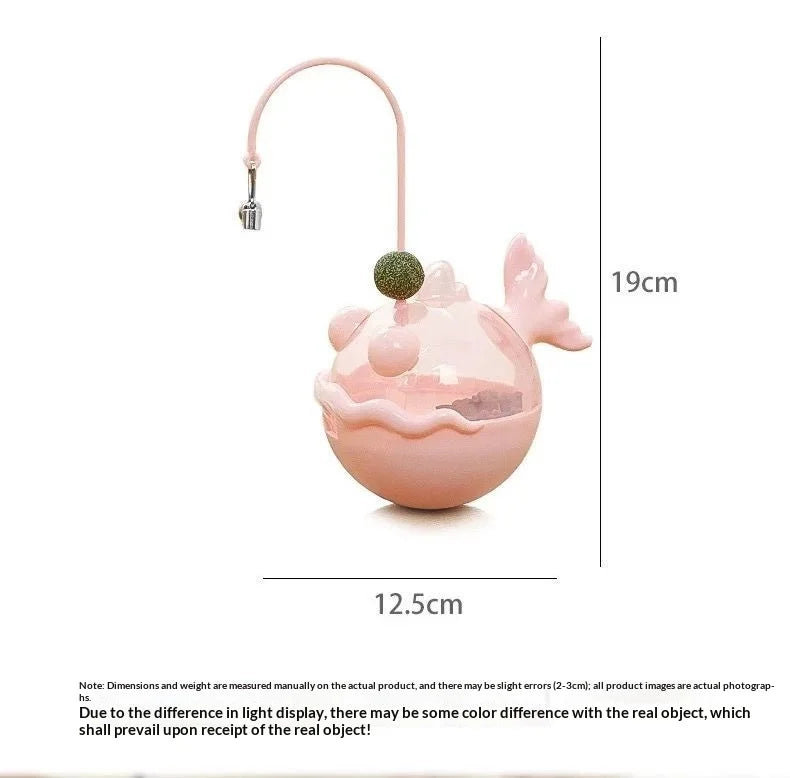 Cat Toys Wobble Treat Dispenser Feather Teaser Wand Catnip Balls Self Play Boredom Buster for Cats Pet Safe