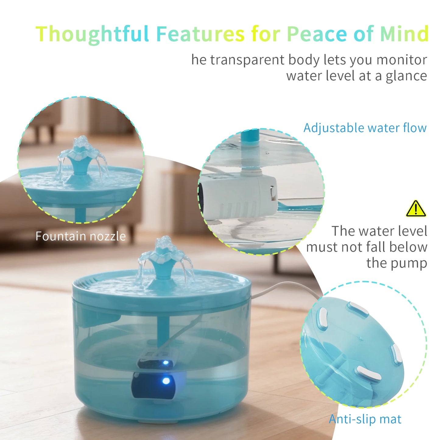[ Ultra-Quiet ]Cat Water Fountain, 1.8L/60.87oz, Filter Pet Drinking Fountain, Fresh, USB Powered - Gift for Cats and Small Dogs