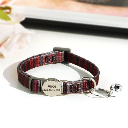 Quick Release Nylon Cat Collar Personalized Puppy Pet Kitten Safety Breakaway Necklace Customizable Adjustable For Cats Puppy