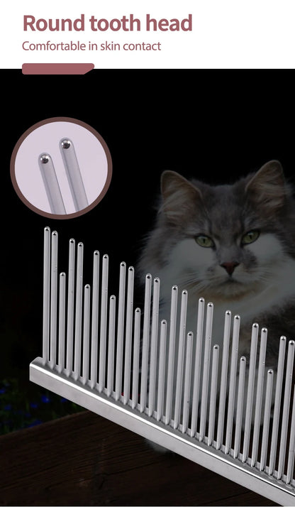 Fenice Professional Anti-Corrosion Grooming Comb For Dogs Cats Tapered Stainless Steel Pins Pet Grooming Supplies