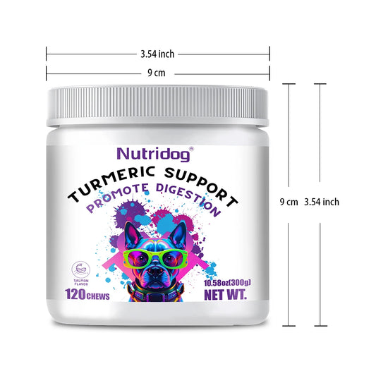 Turmeric Chews For Dog - Anti-inflammatory joint care with Contains glucosamine&chondroitin - Digestive support-120 soft chews