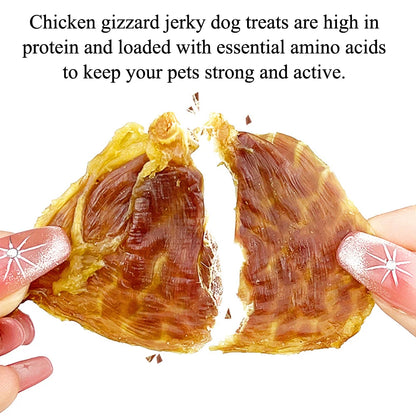 Grain-Free Chicken Gizzard Jerky For Dogs - All Natural Dog Treats for Small, Medium, & Large Dog - Made with Chicken Gizzard