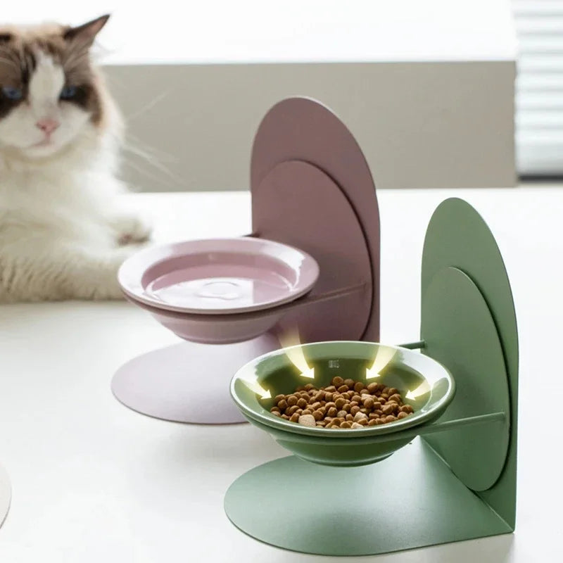 Detachable Pet Cat and Dog Bowl Protects Cervical Vertebrae Against Upset Height Adjustable Pet Ceramic Bowl