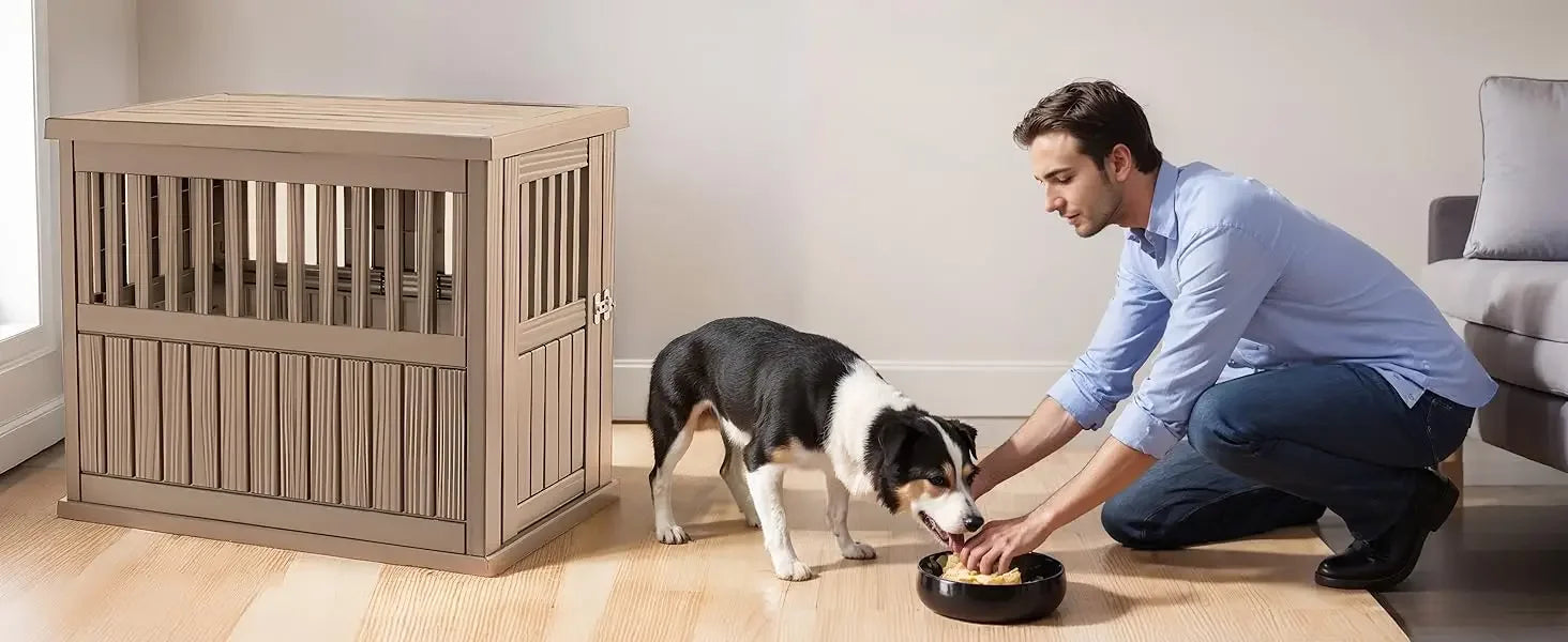 Dog Crate End Table - Lockable Kennel for Small/Large Dogs, Modern Indoor Furniture Nightstand  (39.37 * 28.35 * 32.83 Inch)
