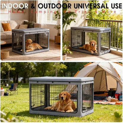 Dog Crate Cover (Cover Only) - Heavy-Duty Waterproof Design | Universal Fit for 42-Inch Metal Mesh Dog Crates
