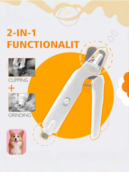 Pet Nail Clippers, Quiet Pet Nail Grinder with 2 LED Lights for Large Medium Small Puppy Dogs and Cats, Pet Nail Grooming Tool