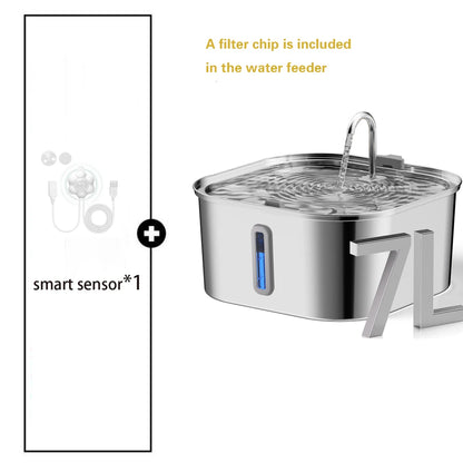 14L/7L Automatic Dog Water Fountain Stainless Steel Cat Pet Fountain with window Silent Cat Dog Water Feeder( No 5V 1A Plug