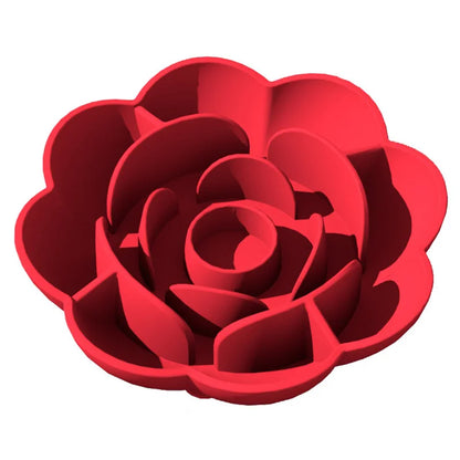 Pet Supplies Silicone Slow Food Bowl Rose Shape Dog Bowl Cat Anti-Choking and Anti-Knocking Food Bowl with Suction Cup