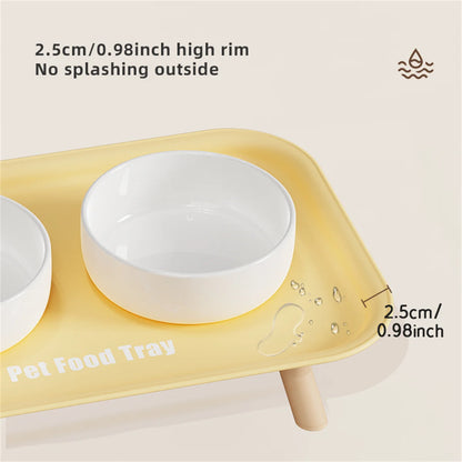 Pet Ceramic Bowl Double-Way Anti-Splash Anti-Flip Cat Dish Neck Protection Dog Bowl Water Bowl Prevent Spill Dog Feeder