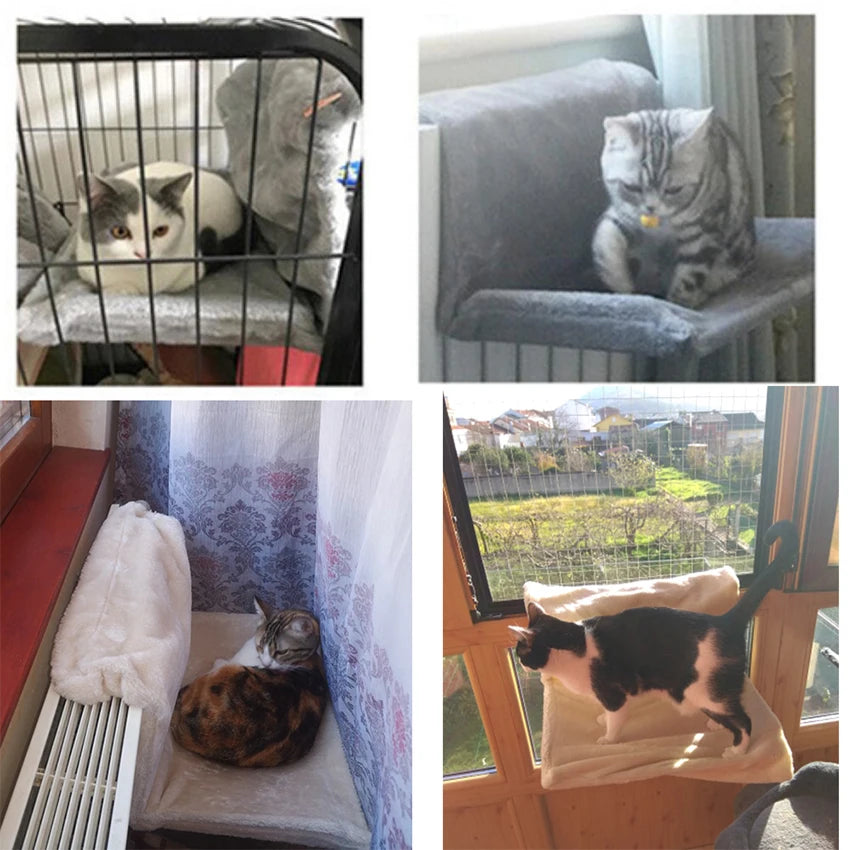 Hanging Cat Bed Hammock Luxury Radiator Bed Warm Fleece Basket Pet Metal Iron Frame Sleeping Bed for Cats