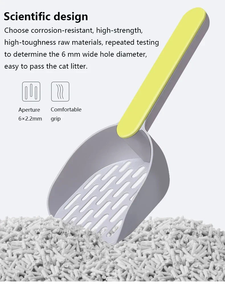 Cat Litter Scoop Set with Base Long Handle Clashing Cat Poop Tool High-Grade ABS Plastic Durable Kitten Toilet Cleaning Tool Pet