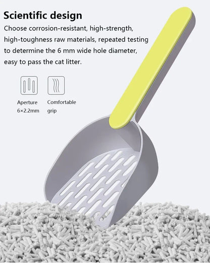 Cat Litter Scoop Set with Base Long Handle Clashing Cat Poop Tool High-Grade ABS Plastic Durable Kitten Toilet Cleaning Tool Pet