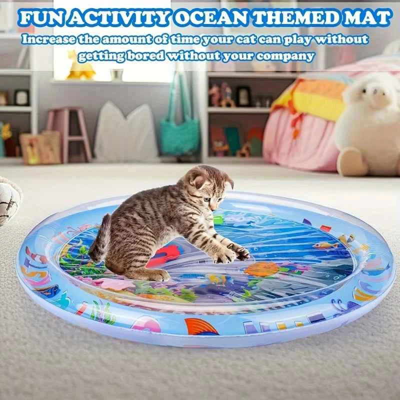 Thickened Large Square Scratch-Resistant Pet Inflatable Water Bed Toy, Pet Interaction Cooling, water spraying, and ice cooling
