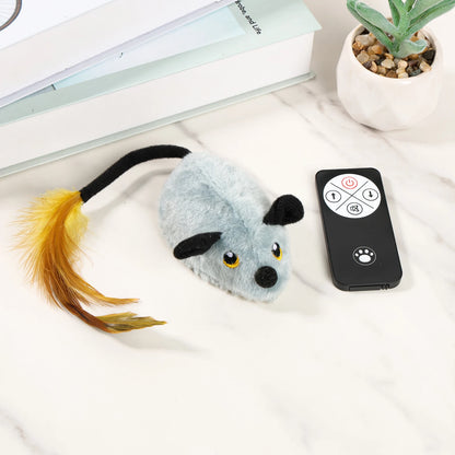 Cat Mouse Interactive Plush Toys LED Glow Electric Telecontrol Auto Rechargeable Pet Moving Mice Toy Realistic Kitten