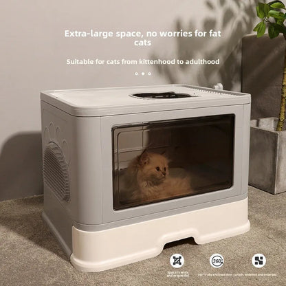 Large Closed Foldable Top Entry Cat Litter Box Automatic Self Cleaning Odor Control Anti Splash Easy Clean Cat Toilet Pet