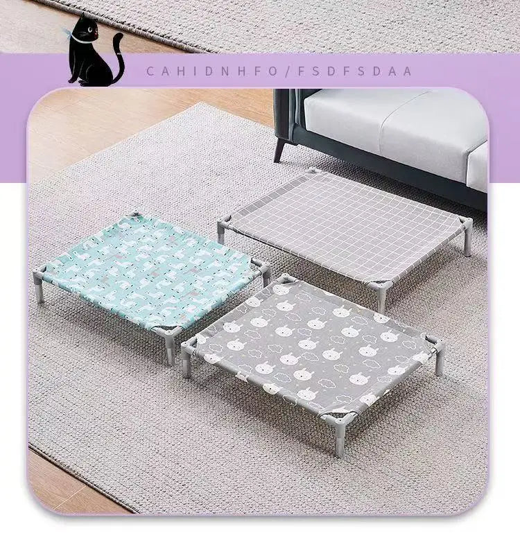 Stainless Steel Pet Cot Elevated Dog Bed - All Season Military Style Removable Washable Moisture Proof for Small Dogs Cats