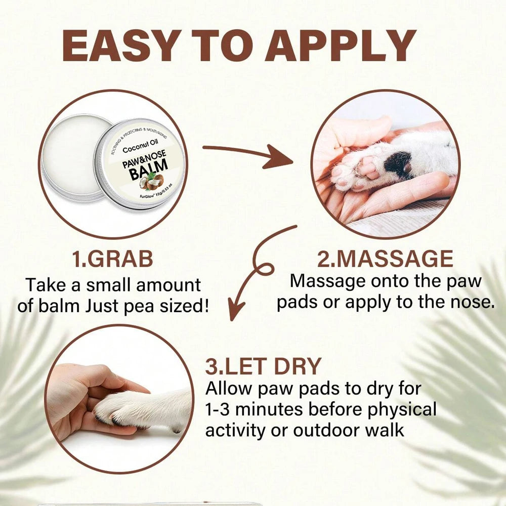 Two-In-One Pet Paw and Nose Care Balm Can Effectively Relieve Dry Noses and Cracked Paws in Winter Suitable for Dogs and Cats, It Has a Soothing and Nourishing Effect, Emits a Light Coconut Scent, and Contains Coconut Oil Ing