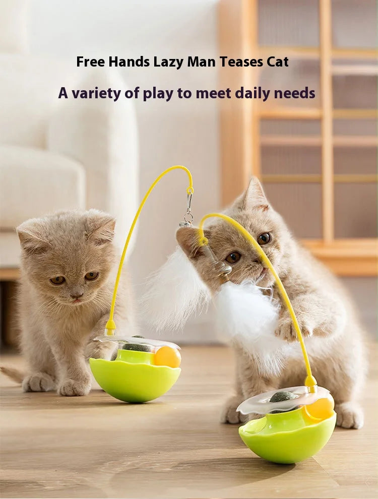 Premium Tumbler Cat Toy, Detachable Teaser Wand, Feather Bell, Catnip Ball, Pet Supplies, Plush Feather Toy