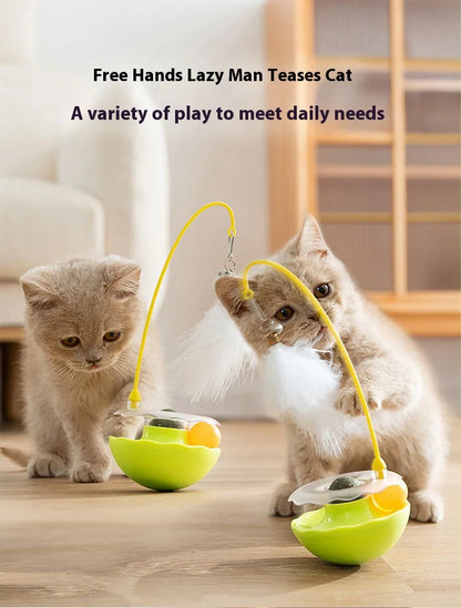 Premium Tumbler Cat Toy, Detachable Teaser Wand, Feather Bell, Catnip Ball, Pet Supplies, Plush Feather Toy
