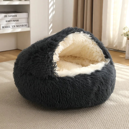 Pet Autumn and Winter Warm Shell Semi-Enclosed Cat Bed Pure Cotton Pet Cat Bed Semi-Enclosed Dog Bed Dog Bed Enclosed Cat Bed