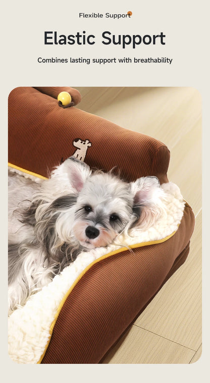 HOOPET 2025 New Large Dog Bed, Winter Warm Washable Pet Bed with Thick Padding & Bolster, Comfort Security Orthopedic Mattress